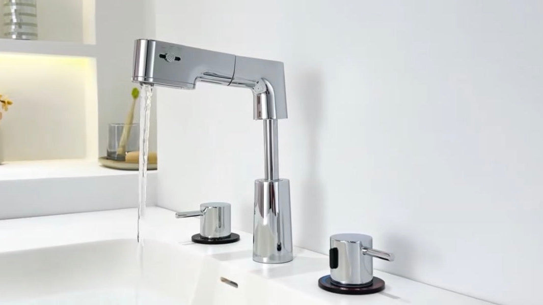 Water Running from Hydro-Tune Faucet with TMV Thermostatic Mixing Valve